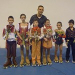 le tre coppie artistico con l'allenatore ai Prov.li Uisp 2012